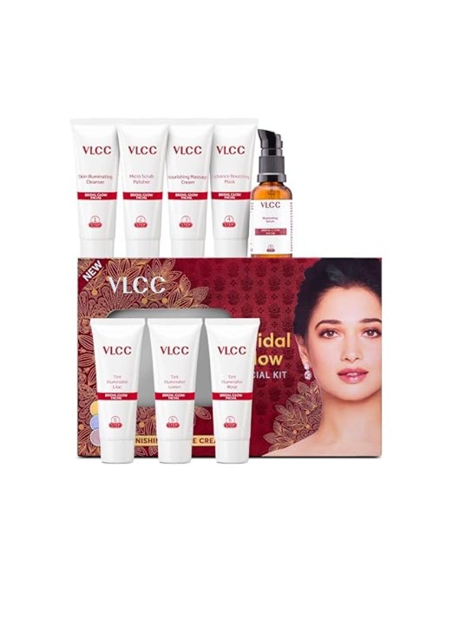 VLCC Bridal Glow Facial Kit - 147g | At-Home Facial With 3 Illuminator Strobe Creams - Gold, Lilac, Rose | With Hyaluronic Acid, Niacinamide, and Vitamin C - Image 1